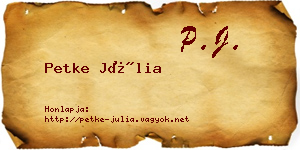 Petke Júlia névjegykártya